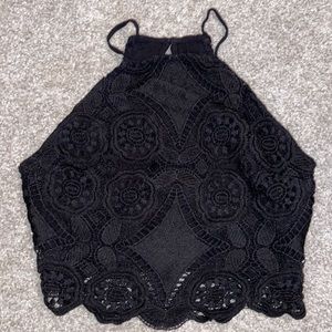 Cropped high neck top